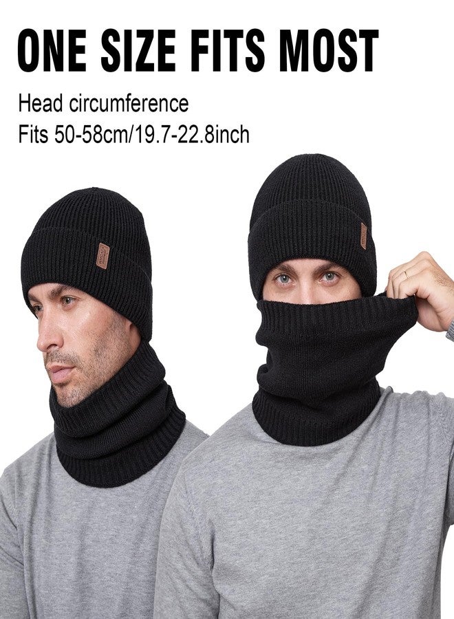 Wmcaps طقم هدايا رجالي من Wmcaps، قبعة صوفية مبطنة ووشاح للرقبة - قبعة ووشاح شتوي مقاوم للرياح، ملابس دافئة ناعمة مناسبة للطقس البارد، مثالية للتزلج والمشي لمسافات طويلة والعمل في الهواء الطلق - Image 3